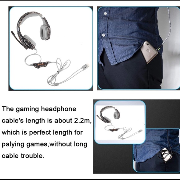 Camouflage Gaming Headphones with Microphone and LED Light for PS4, Xbox One Com - Picture 14 of 15